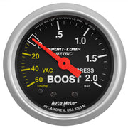 AutoMeter 3303-M - GAUGE, VAC/BOOST, 2 1/16", 60CMHG - 2.0BAR, MECHANICAL, SPORT-COMP 3