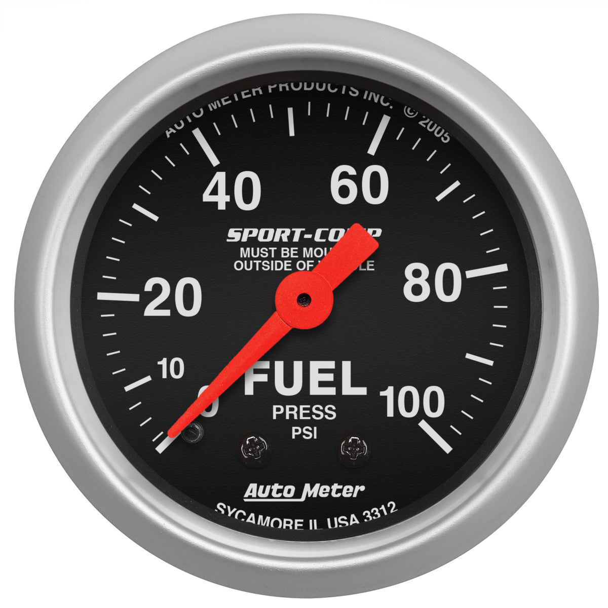 AutoMeter 3312 - GAUGE, FUEL PRESSURE, 2 1/16", 100PSI, MECHANICAL, SPORT-COMP 3