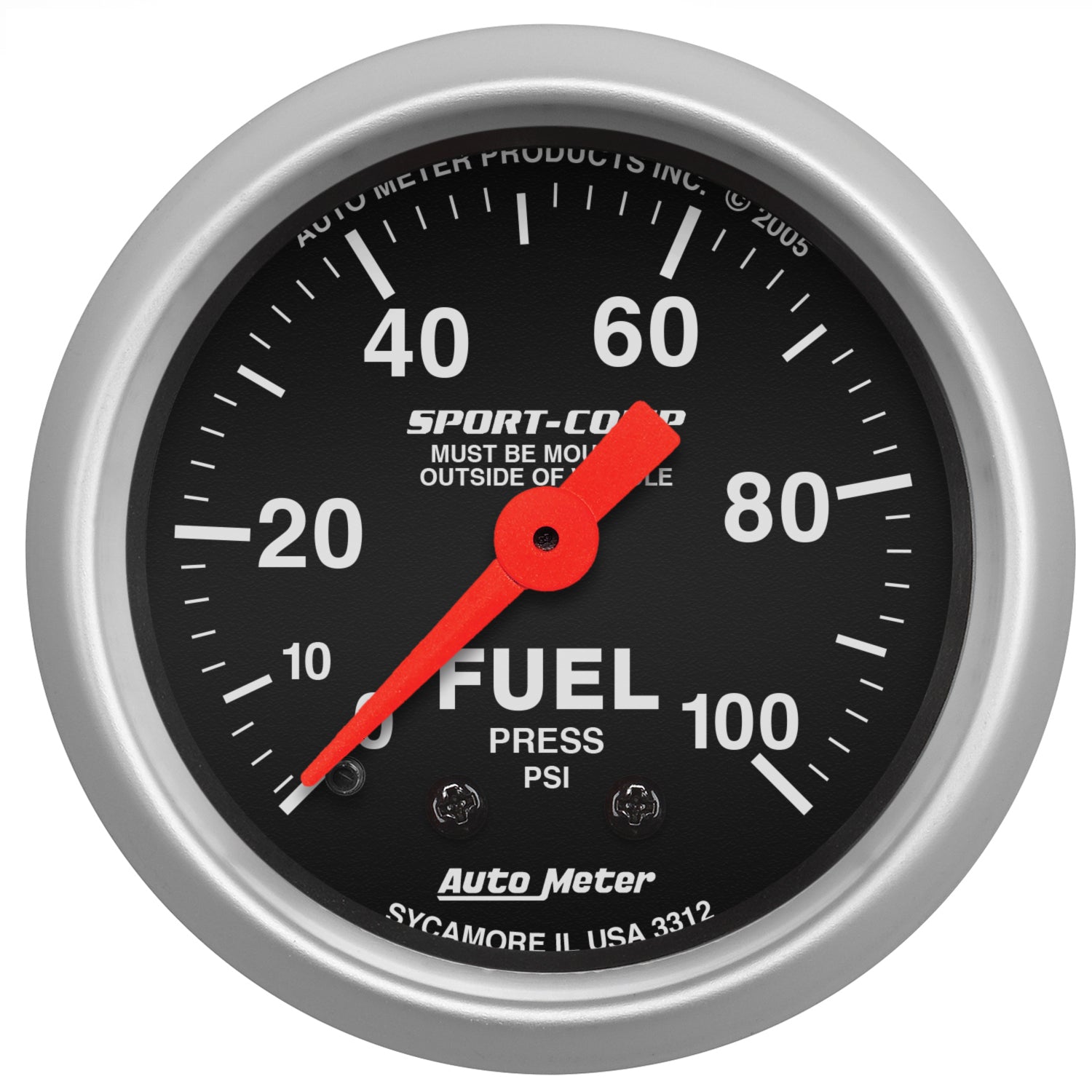AutoMeter 3312 - GAUGE, FUEL PRESSURE, 2 1/16", 100PSI, MECHANICAL, SPORT-COMP 3