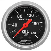 AutoMeter 3322 - GAUGE, OIL PRESSURE, 2 1/16", 200PSI, MECHANICAL, SPORT-COMP 3