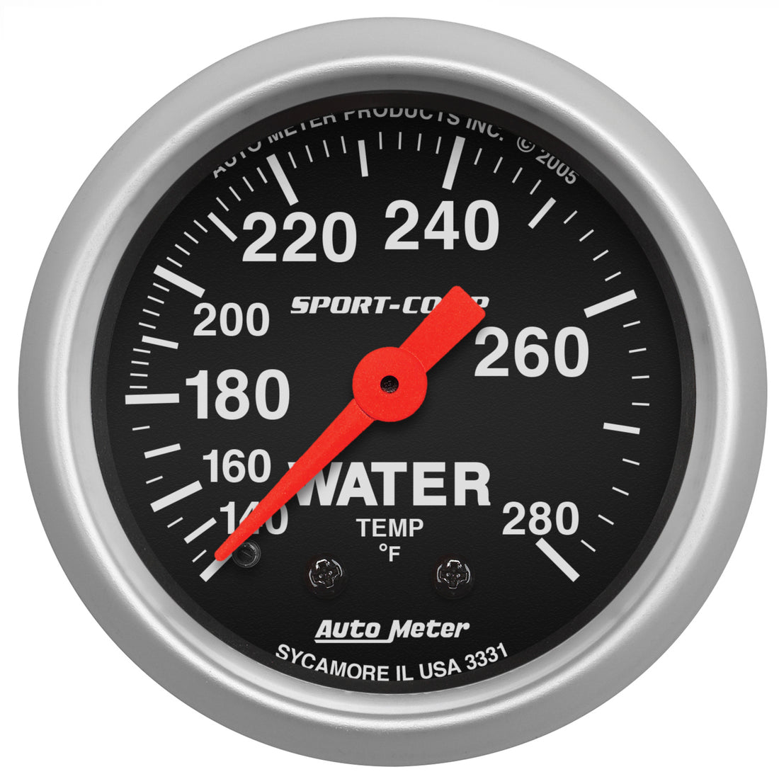AutoMeter 3331 - GAUGE, WATER TEMP, 2 1/16", 140-280?F, MECHANICAL, SPORT-COMP 3
