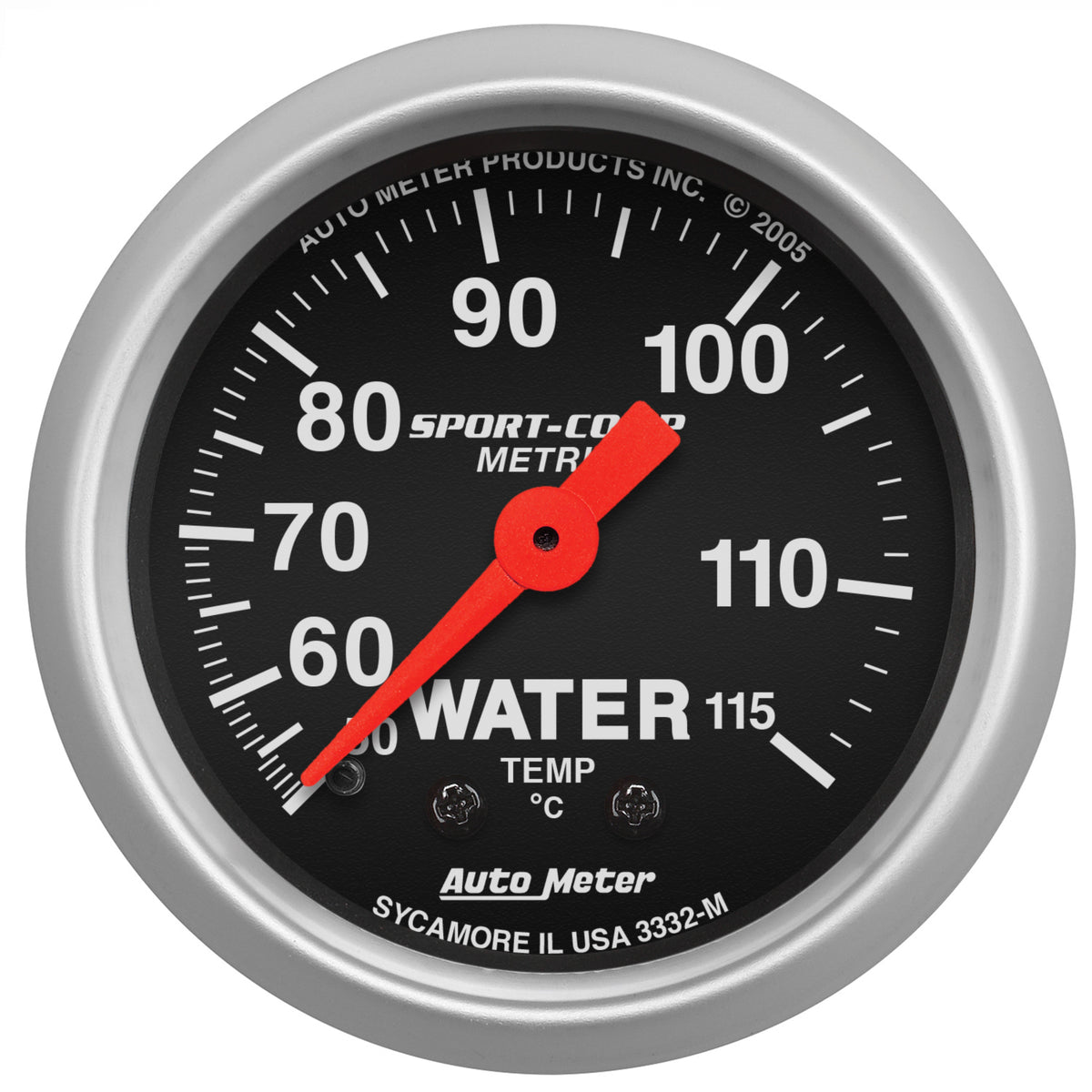 AutoMeter 3332-M - GAUGE, WATER TEMP, 2 1/16", 50-115?C, MECHANICAL, SPORT-COMP 3