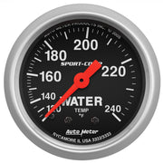 AutoMeter 3333 - GAUGE, WATER TEMP, 2 1/16", 120-240?F, MECHANICAL, 12FT., SPORT-COMP 3