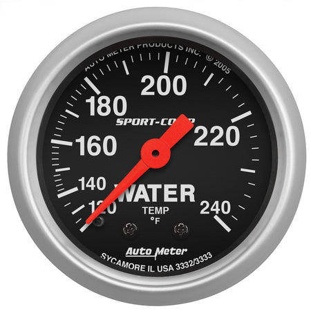AutoMeter 3333 - GAUGE, WATER TEMP, 2 1/16", 120-240?F, MECHANICAL, 12FT., SPORT-COMP 3