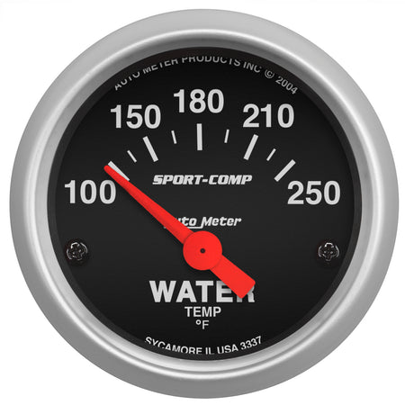 AutoMeter 3337 - GAUGE, WATER TEMP, 2 1/16", 100-250?F, ELECTRIC, SPORT-COMP 3
