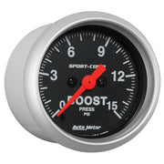 AutoMeter 3350 - GAUGE, BOOST, 2 1/16", 15PSI, DIGITAL STEPPER MOTOR, SPORT-COMP 5