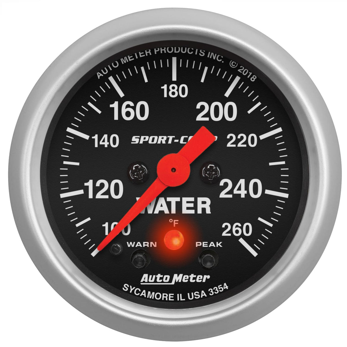 AutoMeter Body AutoMeter 3354 - GAUGE, WATER TEMP, 2 1/16", 260?F, DIGITAL STEPPER MOTOR W/PK & WRN, SPORT-COMP