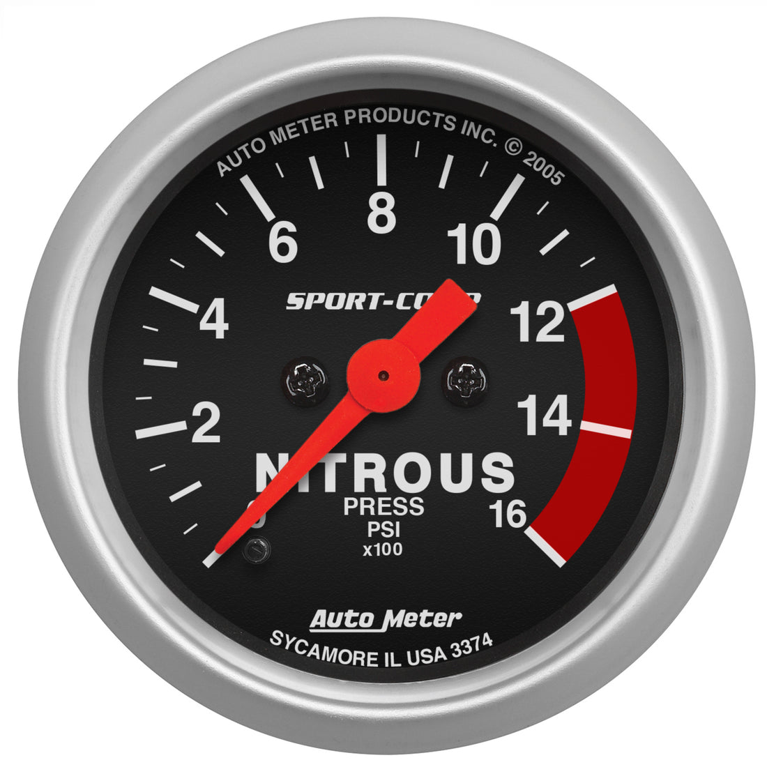 AutoMeter 3374 - GAUGE, NITROUS PRESSURE, 2 1/16", 1600PSI, DIGITAL STEPPER MOTOR, SPORT-COMP 3