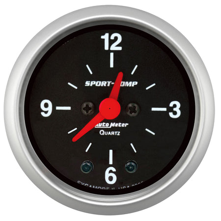 AutoMeter 3385 - GAUGE, CLOCK, 2 1/16", 12HR, ANALOG, SPORT-COMP 3