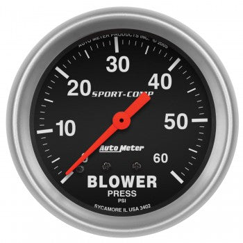 AutoMeter 3402 - GAUGE, BLOWER PRESS, 2 5/8", 60PSI, MECHANICAL, SPORT-COMP 4