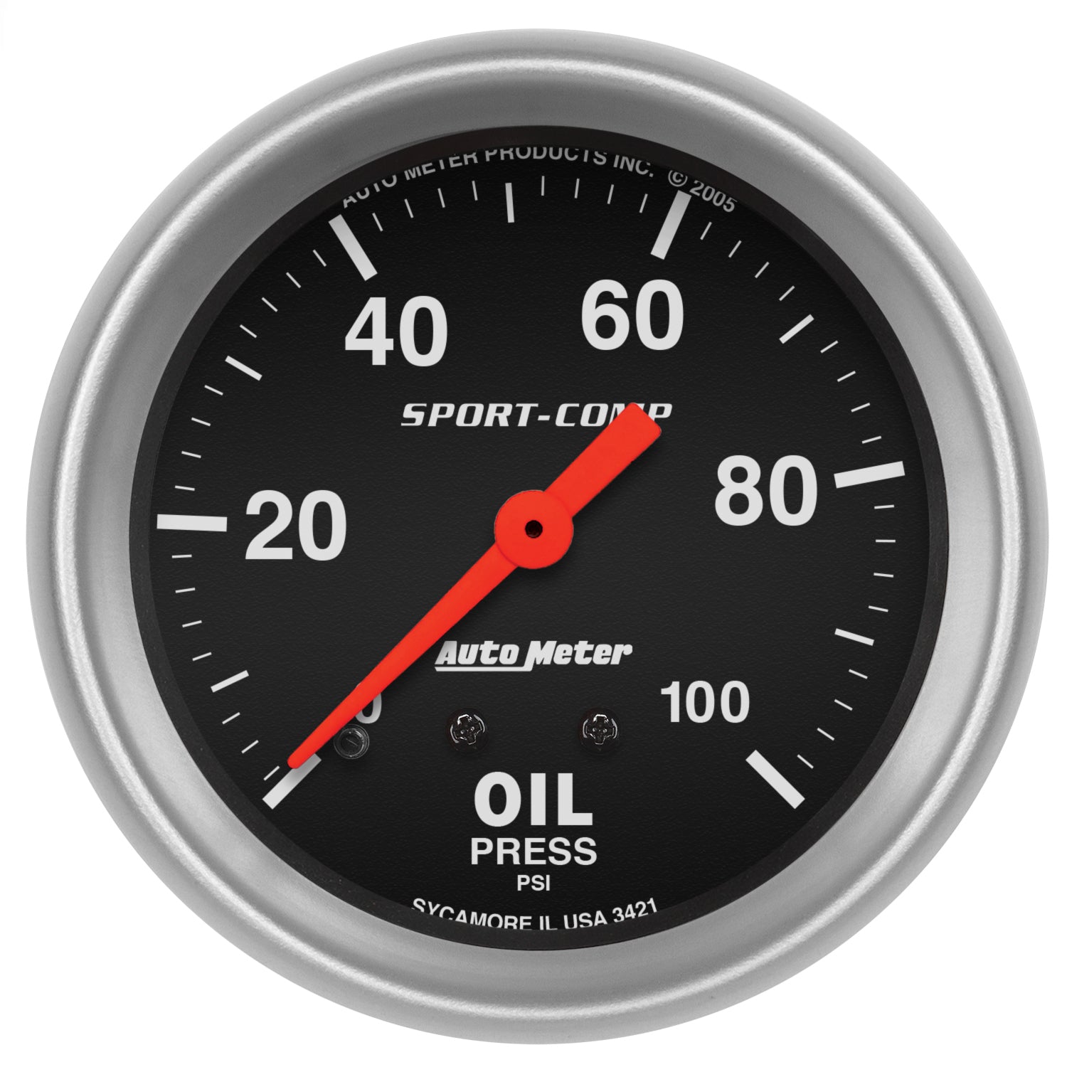 AutoMeter 3421 - GAUGE, OIL PRESSURE, 2 5/8", 100PSI, MECHANICAL, SPORT-COMP 3