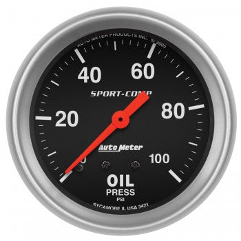 AutoMeter 3421 - GAUGE, OIL PRESSURE, 2 5/8", 100PSI, MECHANICAL, SPORT-COMP 4