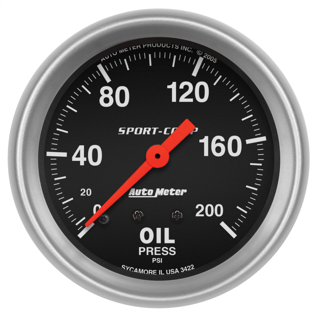 AutoMeter 3422 - GAUGE, OIL PRESSURE, 2 5/8", 200PSI, MECHANICAL, SPORT-COMP 3