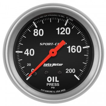 AutoMeter 3422 - GAUGE, OIL PRESSURE, 2 5/8", 200PSI, MECHANICAL, SPORT-COMP 4