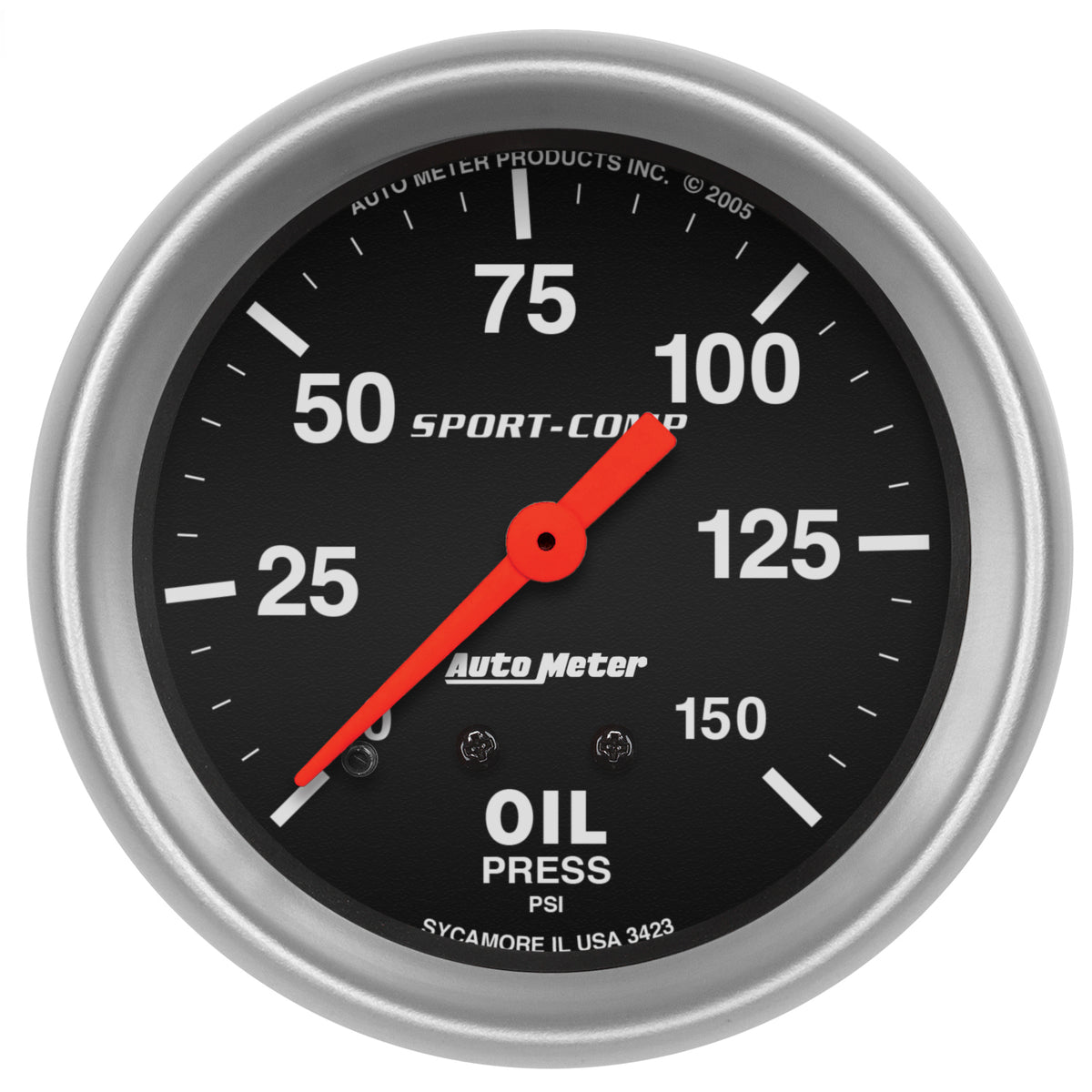 AutoMeter 3423 - GAUGE, OIL PRESSURE, 2 5/8", 150PSI, MECHANICAL, SPORT-COMP 3