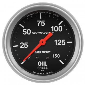 AutoMeter 3423 - GAUGE, OIL PRESSURE, 2 5/8", 150PSI, MECHANICAL, SPORT-COMP 4
