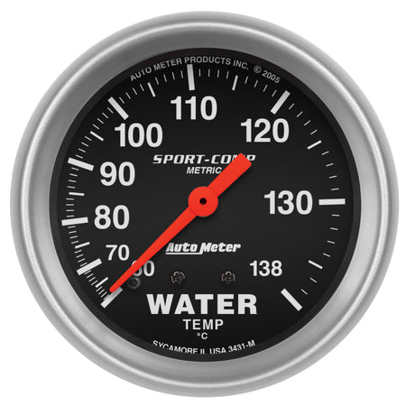 AutoMeter 3431-M - GAUGE, WATER TEMP, 2 5/8", 60-140?C, MECHANICAL, SPORT-COMP 3
