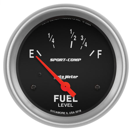 AutoMeter 3518 - GAUGE, FUEL LEVEL, 2 5/8", 16OE TO 158OF, ELEC, SPORT-COMP 3