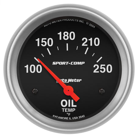 AutoMeter 3542 - GAUGE, OIL TEMP, 2 5/8", 100-250?F, ELECTRIC, SPORT-COMP 3
