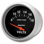 AutoMeter 3592 - GAUGE, VOLTMETER, 2 5/8", 18V, ELECTRIC, SPORT-COMP