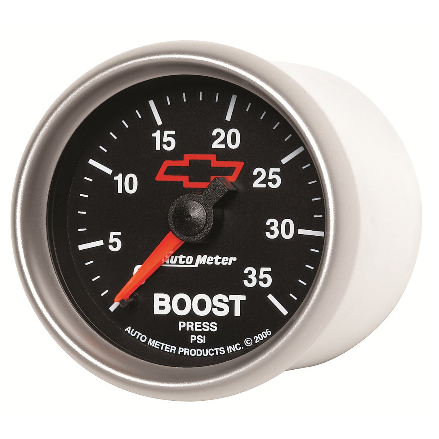 AutoMeter 3604-00406 - GAUGE, BOOST, 2 1/16", 35PSI, MECHANICAL, CHEVY RED BOWTIE, BLACK 4