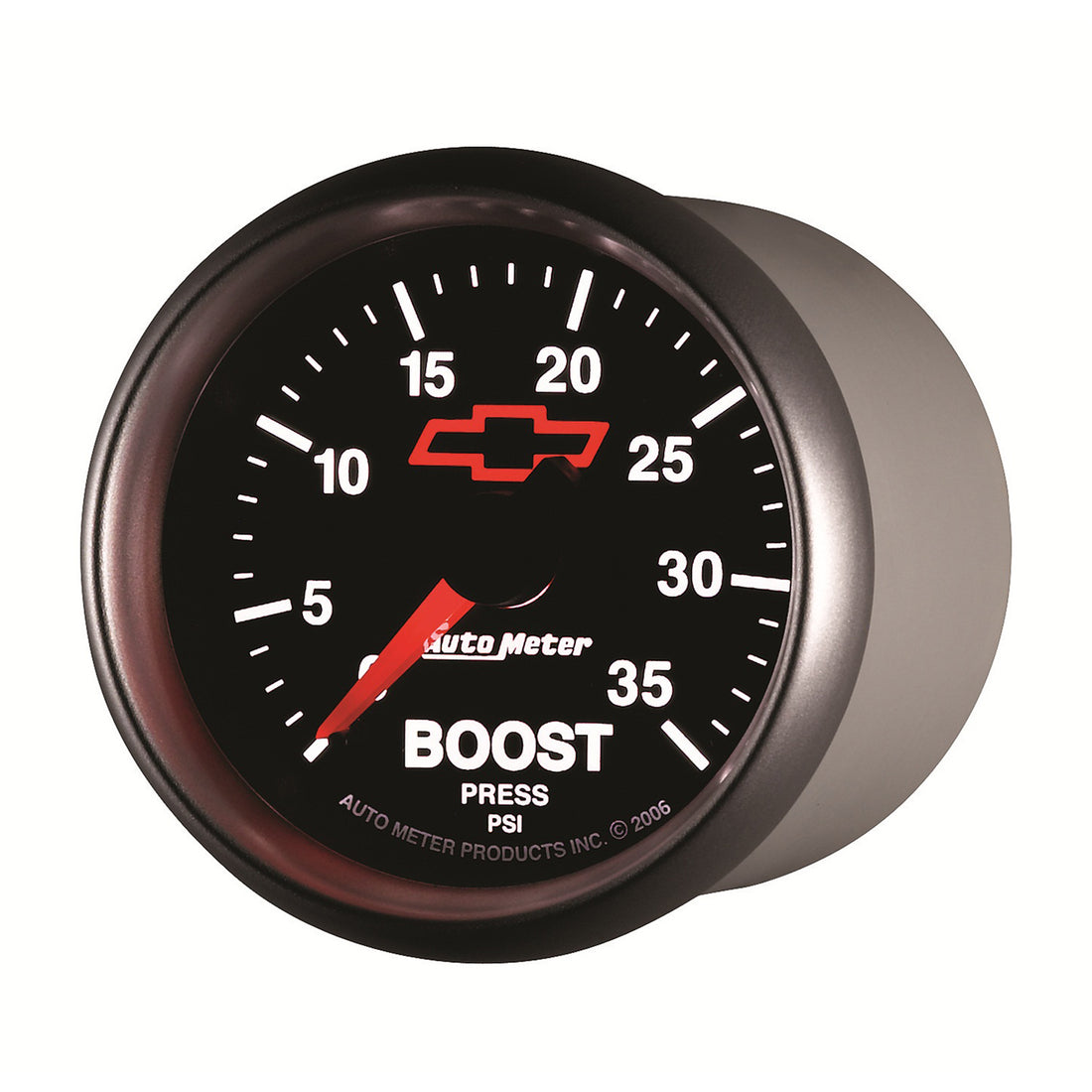 AutoMeter 3604-00406 - GAUGE, BOOST, 2 1/16", 35PSI, MECHANICAL, CHEVY RED BOWTIE, BLACK 5