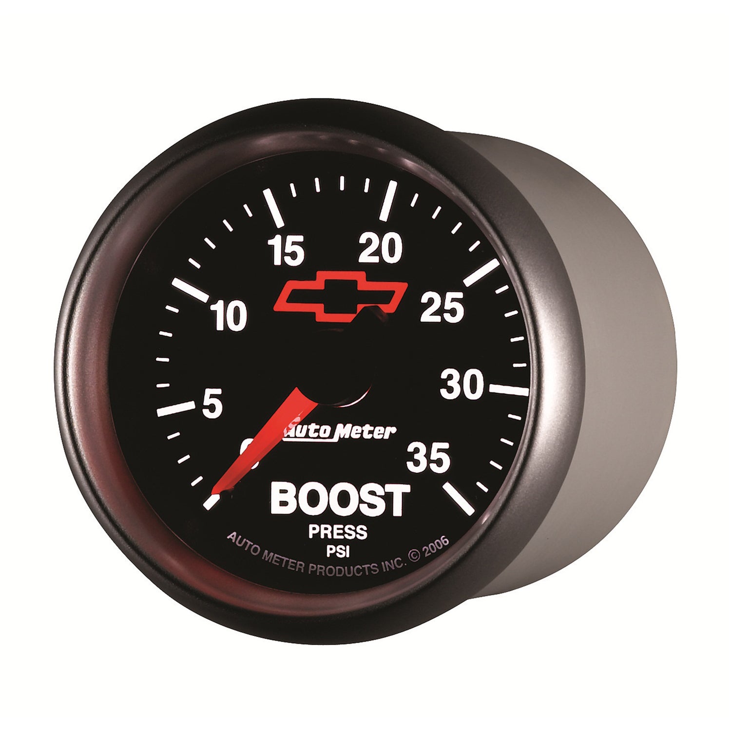 AutoMeter 3604-00406 - GAUGE, BOOST, 2 1/16", 35PSI, MECHANICAL, CHEVY RED BOWTIE, BLACK 5
