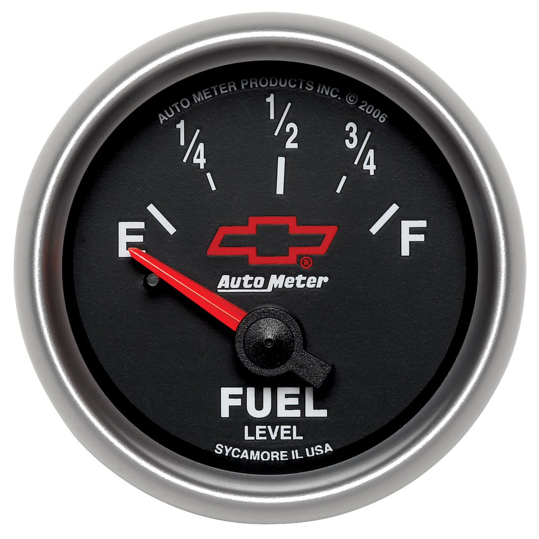 AutoMeter 3613-00406 - GAUGE, FUEL LEVEL, 2 1/16", 0OE TO 90OF, ELEC, CHEVY RED BOWTIE, BLACK 3