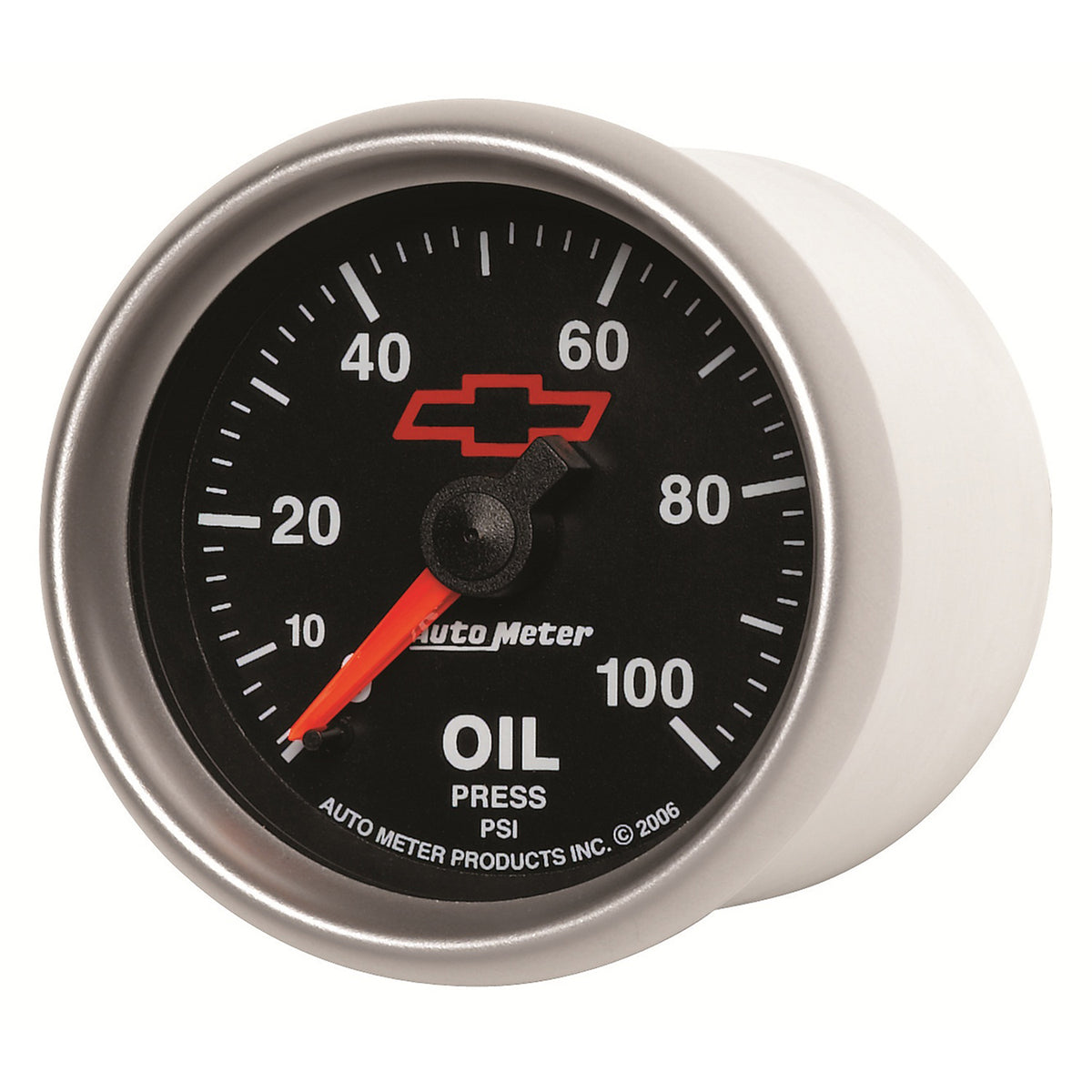 AutoMeter 3621-00406 - GAUGE, OIL PRESSURE, 2 1/16", 100PSI, MECHANICAL, CHEVY RED BOWTIE, BLACK 4