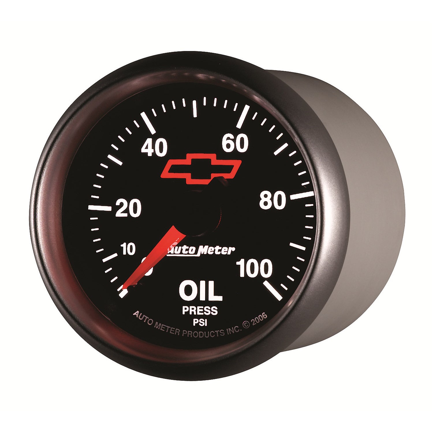 AutoMeter 3621-00406 - GAUGE, OIL PRESSURE, 2 1/16", 100PSI, MECHANICAL, CHEVY RED BOWTIE, BLACK 5