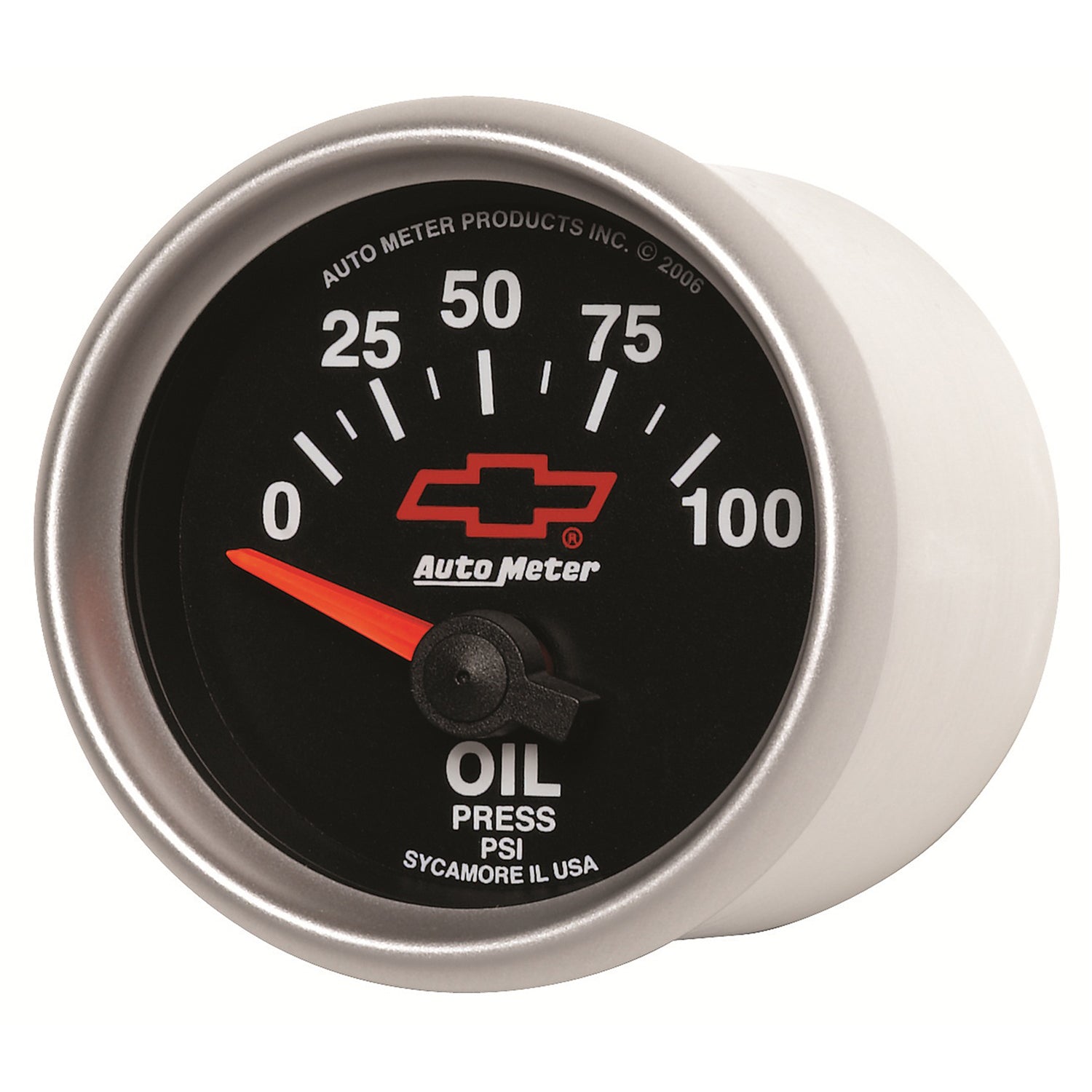 AutoMeter 3627-00406 - GAUGE, OIL PRESSURE, 2 1/16", 100PSI, ELECTRIC, CHEVY RED BOWTIE, BLACK 4