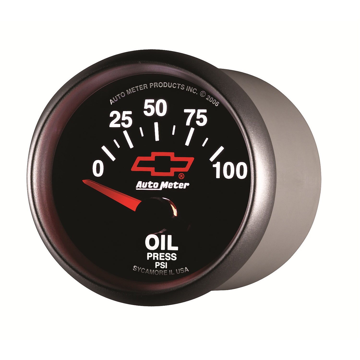 AutoMeter 3627-00406 - GAUGE, OIL PRESSURE, 2 1/16", 100PSI, ELECTRIC, CHEVY RED BOWTIE, BLACK 5