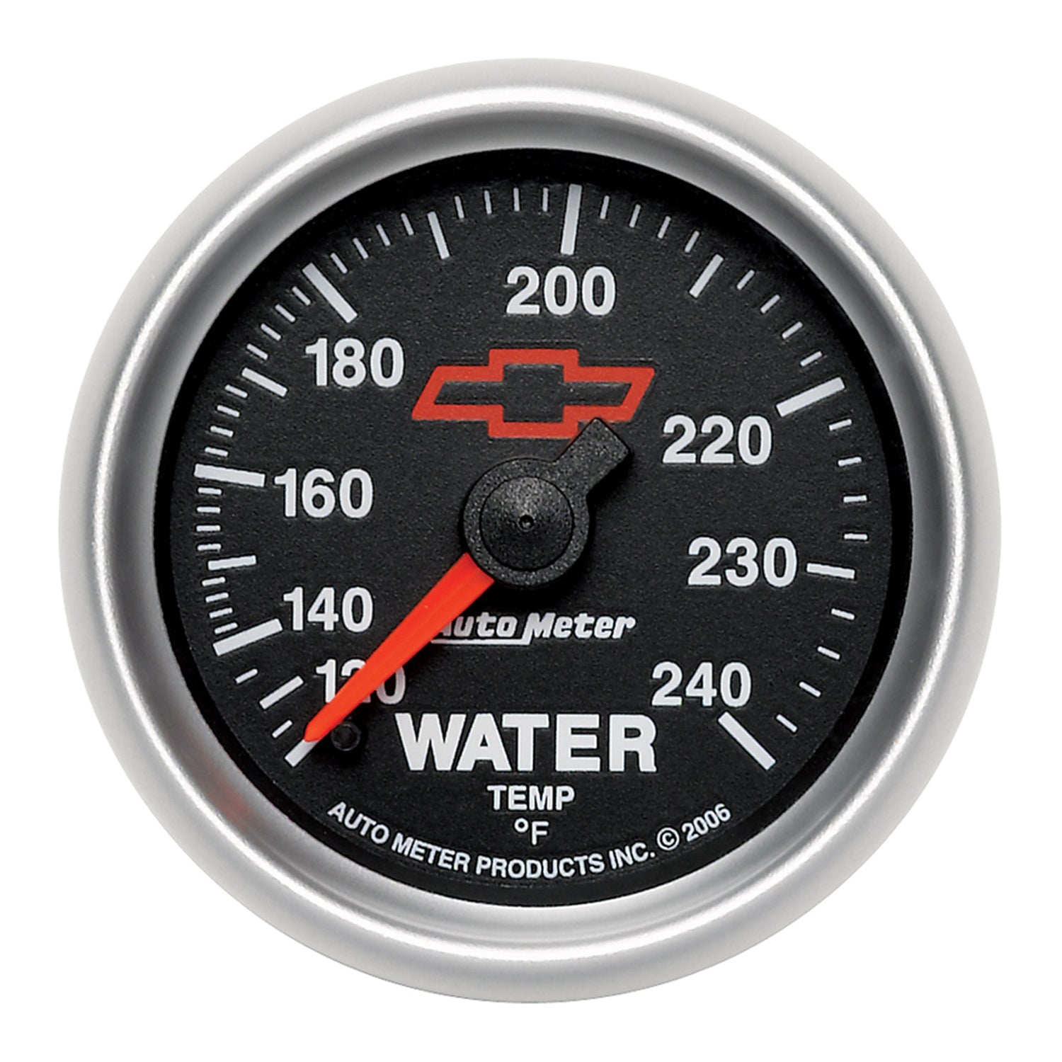 AutoMeter 3632-00406 - GAUGE, WATER TEMP, 2 1/16", 120-240?F, MECHANICAL, CHEVY RED BOWTIE, BLACK 5