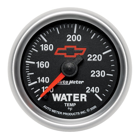 AutoMeter 3632-00406 - GAUGE, WATER TEMP, 2 1/16", 120-240?F, MECHANICAL, CHEVY RED BOWTIE, BLACK 3
