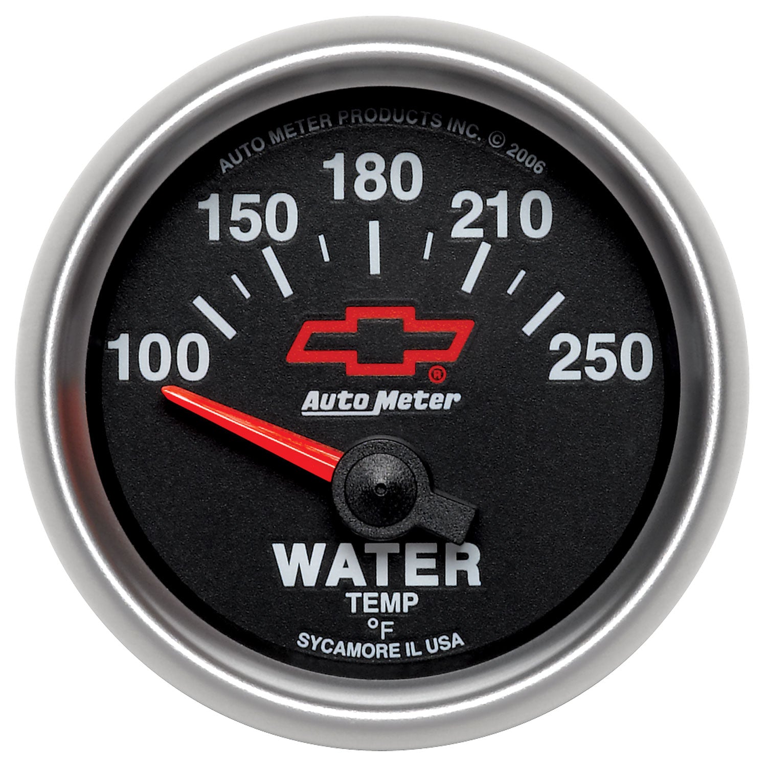 AutoMeter 3637-00406 - GAUGE, WATER TEMP, 2 1/16", 100-250?F, ELECTRIC, CHEVY RED BOWTIE, BLACK 3