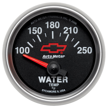AutoMeter 3637-00406 - GAUGE, WATER TEMP, 2 1/16", 100-250?F, ELECTRIC, CHEVY RED BOWTIE, BLACK 3