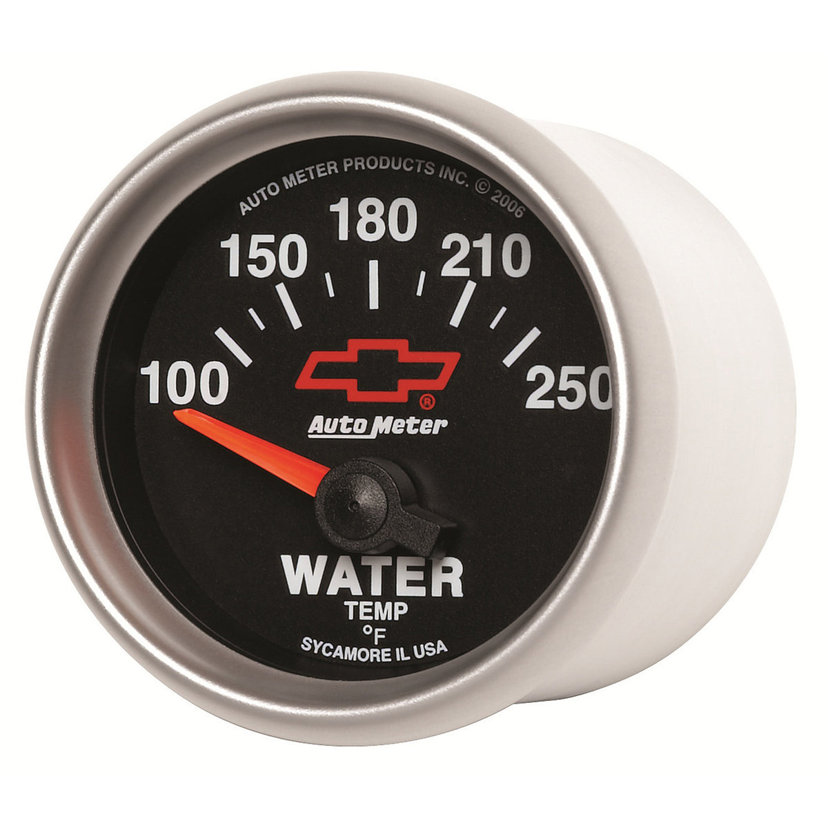 AutoMeter 3637-00406 - GAUGE, WATER TEMP, 2 1/16", 100-250?F, ELECTRIC, CHEVY RED BOWTIE, BLACK 4