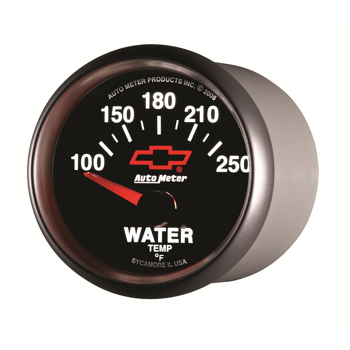 AutoMeter 3637-00406 - GAUGE, WATER TEMP, 2 1/16", 100-250?F, ELECTRIC, CHEVY RED BOWTIE, BLACK 5