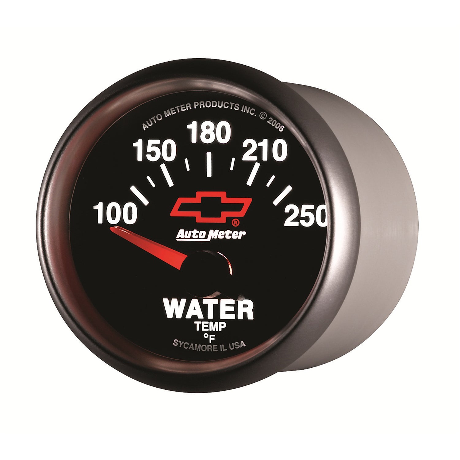 AutoMeter 3637-00406 - GAUGE, WATER TEMP, 2 1/16", 100-250?F, ELECTRIC, CHEVY RED BOWTIE, BLACK 5