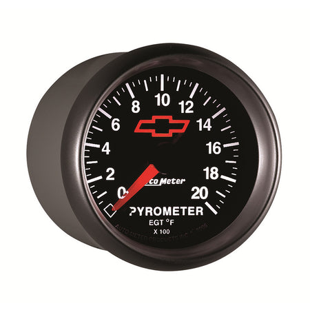 AutoMeter 3645-00406 - GAUGE, PYROMETER (EGT), 2 1/16", 2000?F, STEPPER MOTOR, CHEVY RED BOWTIE, BLACK 3