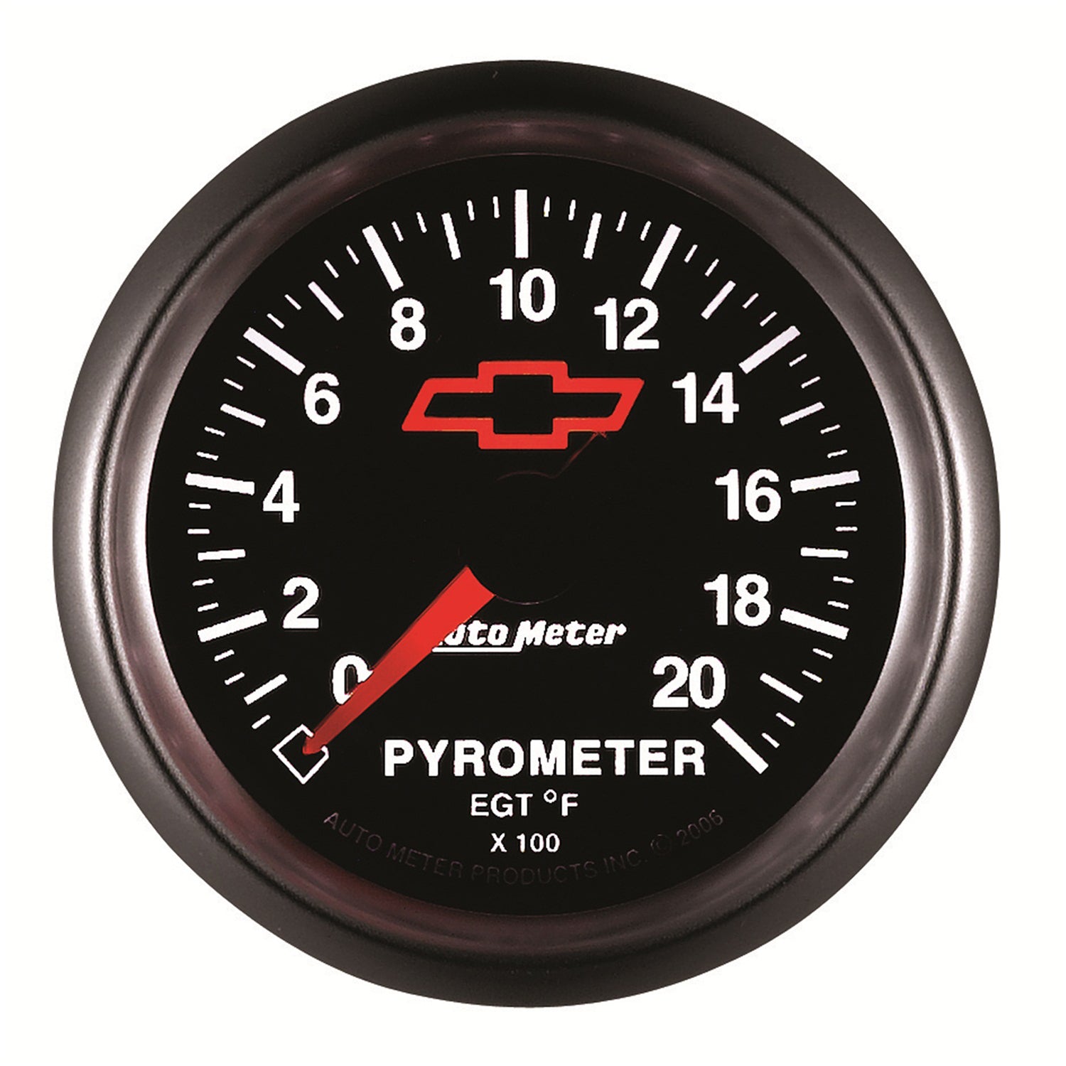 AutoMeter 3645-00406 - GAUGE, PYROMETER (EGT), 2 1/16", 2000?F, STEPPER MOTOR, CHEVY RED BOWTIE, BLACK 1