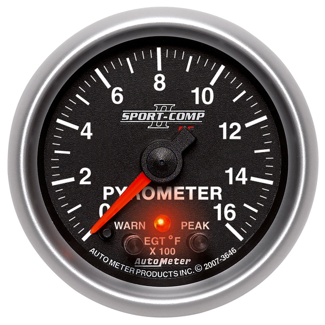 AutoMeter 3646 - GAUGE, PYROMETER (EGT), 2 1/16", 1600?F, STEPPER MOTOR W/PK & WRN, SPORT-COMP II