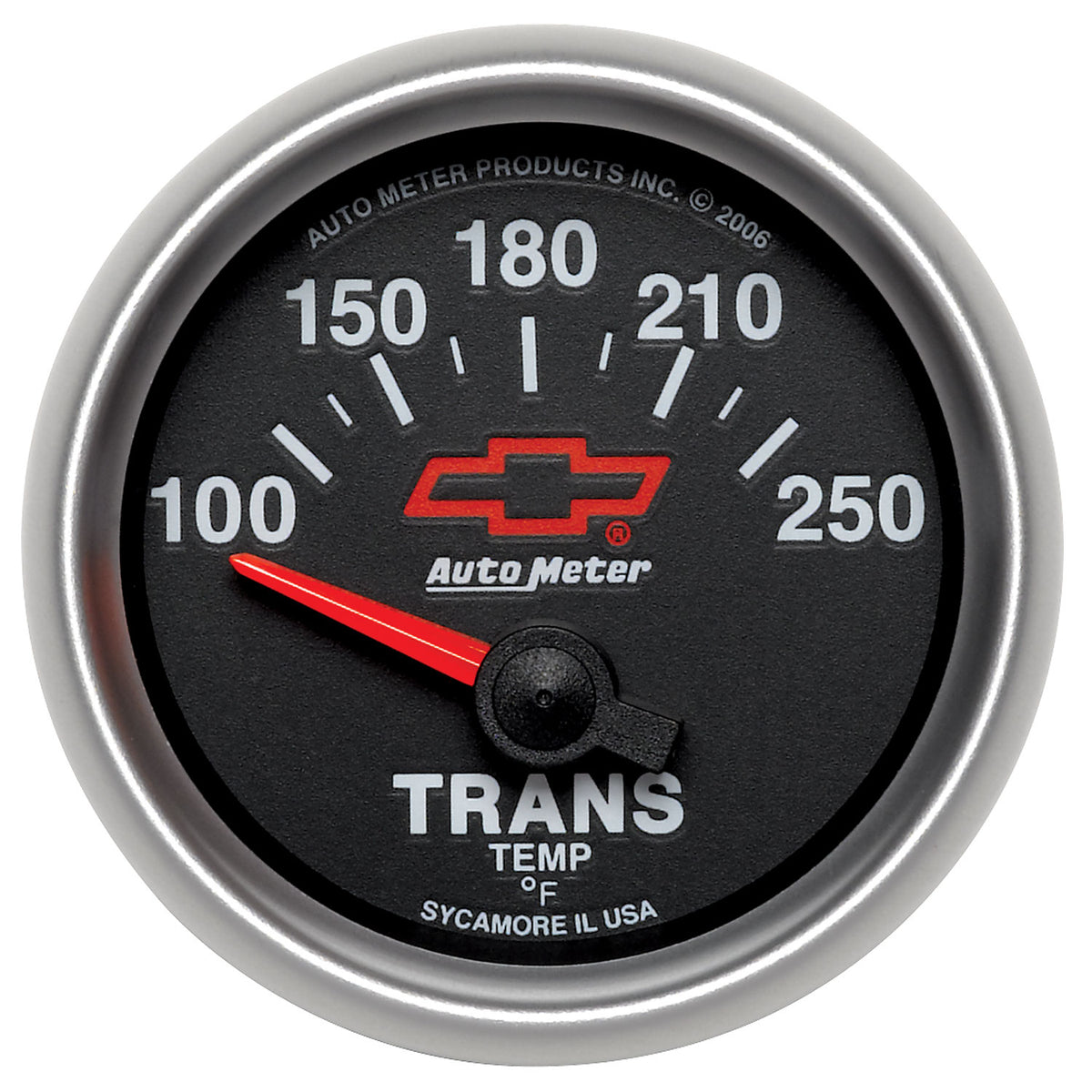 AutoMeter 3649-00406 - GAUGE, TRANSMISSION TEMP, 2 1/16", 100-250?F, ELECTRIC, CHEVY RED BOWTIE, BLACK 3