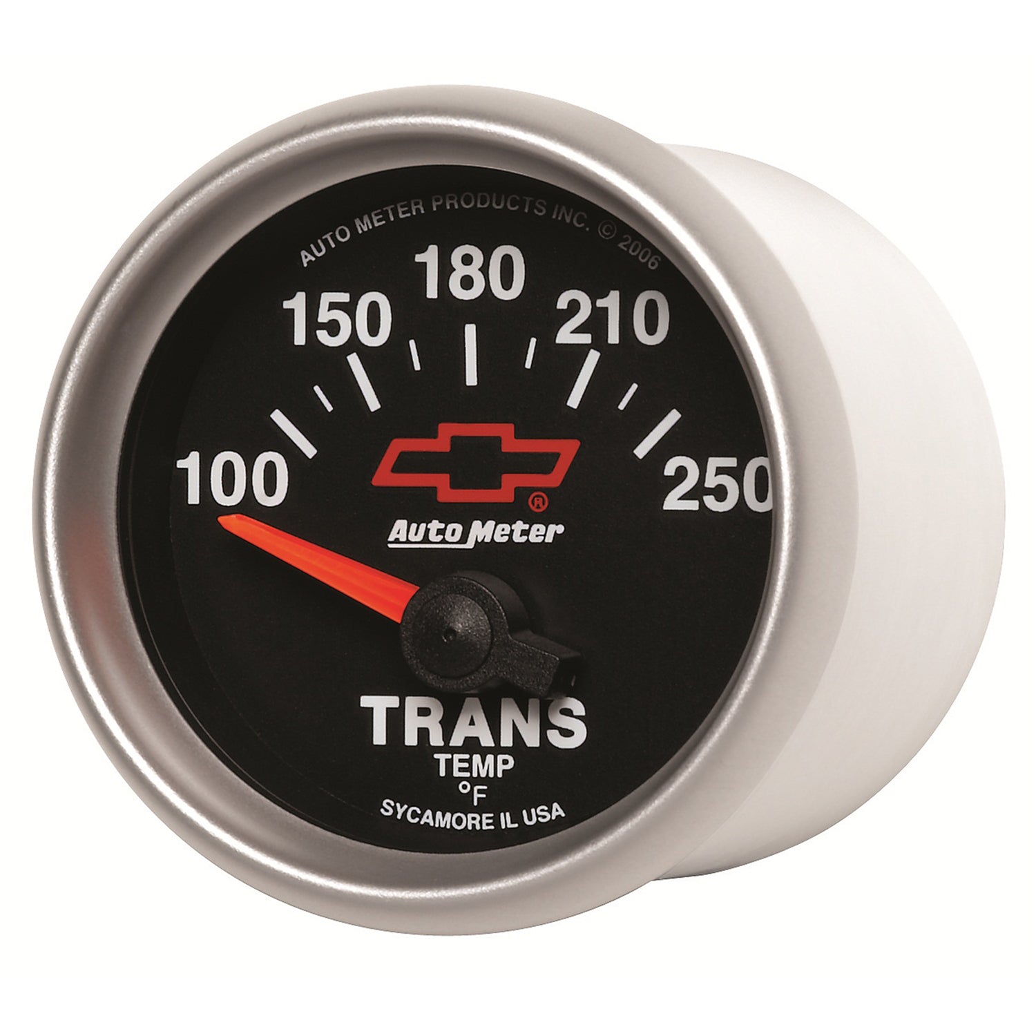 AutoMeter 3649-00406 - GAUGE, TRANSMISSION TEMP, 2 1/16", 100-250?F, ELECTRIC, CHEVY RED BOWTIE, BLACK 4