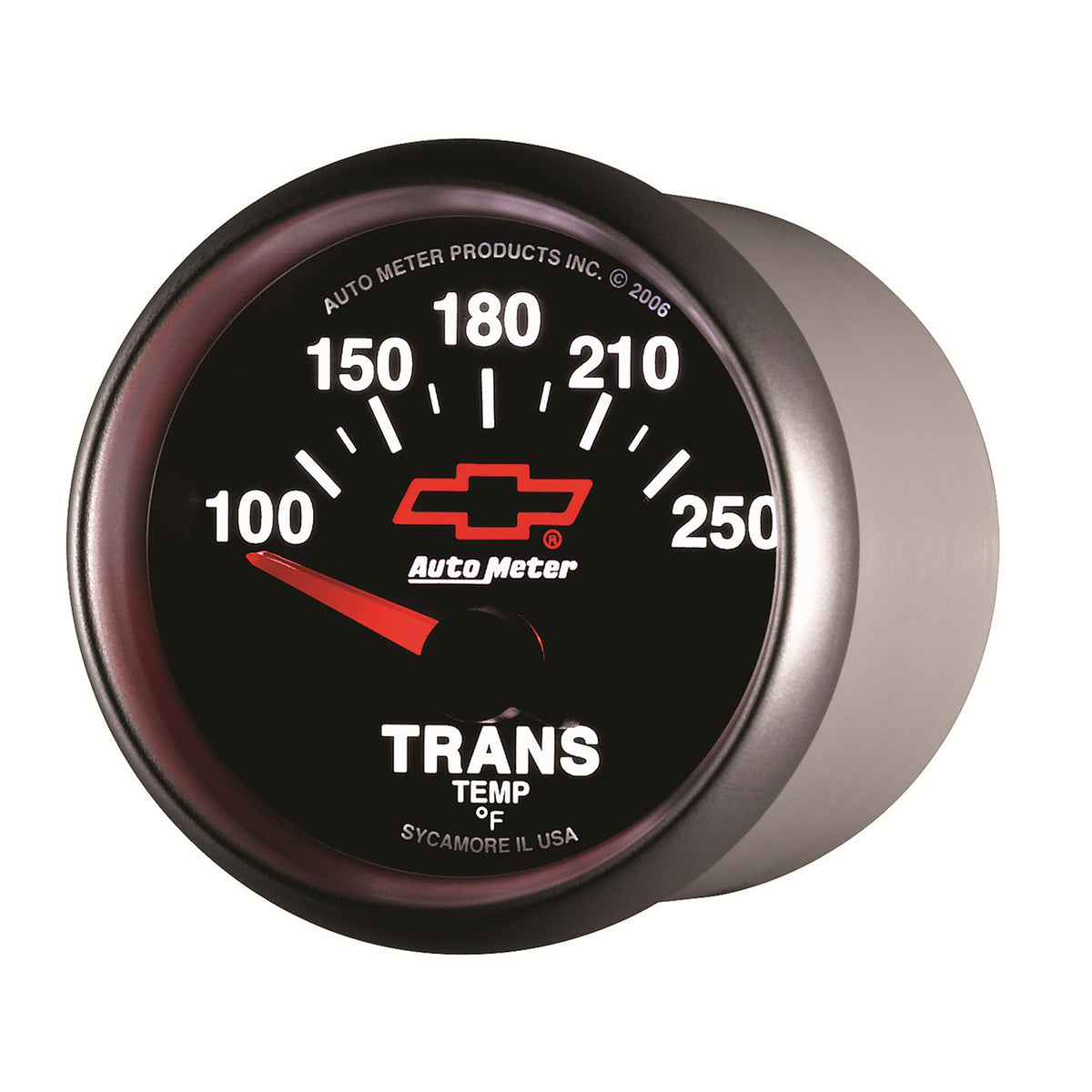 AutoMeter 3649-00406 - GAUGE, TRANSMISSION TEMP, 2 1/16", 100-250?F, ELECTRIC, CHEVY RED BOWTIE, BLACK 5