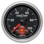 AutoMeter 3652 - GAUGE, OIL PRESS, 2 1/16", 100PSI, DIGITAL STPR MTR W/ PK & WRN, SPORT-COMP II 3