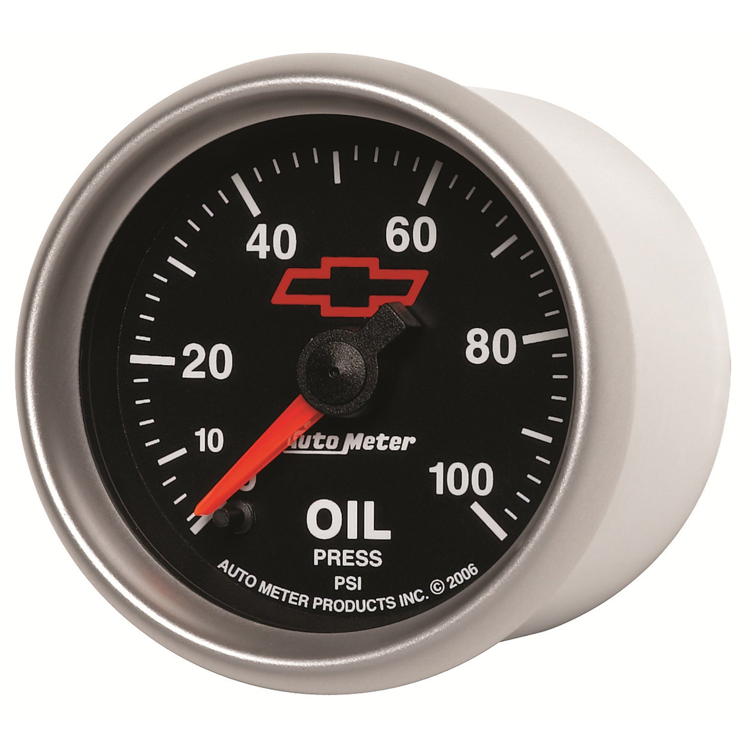 AutoMeter 3653-00406 - GAGE, OIL PRSSURE, 2 1/16", 100PSI, DIGTL STPPR MTR, CHEVY RED BOWTIE, BLACK 4