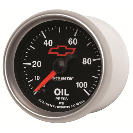 AutoMeter 3653-00406 - GAGE, OIL PRSSURE, 2 1/16", 100PSI, DIGTL STPPR MTR, CHEVY RED BOWTIE, BLACK 4