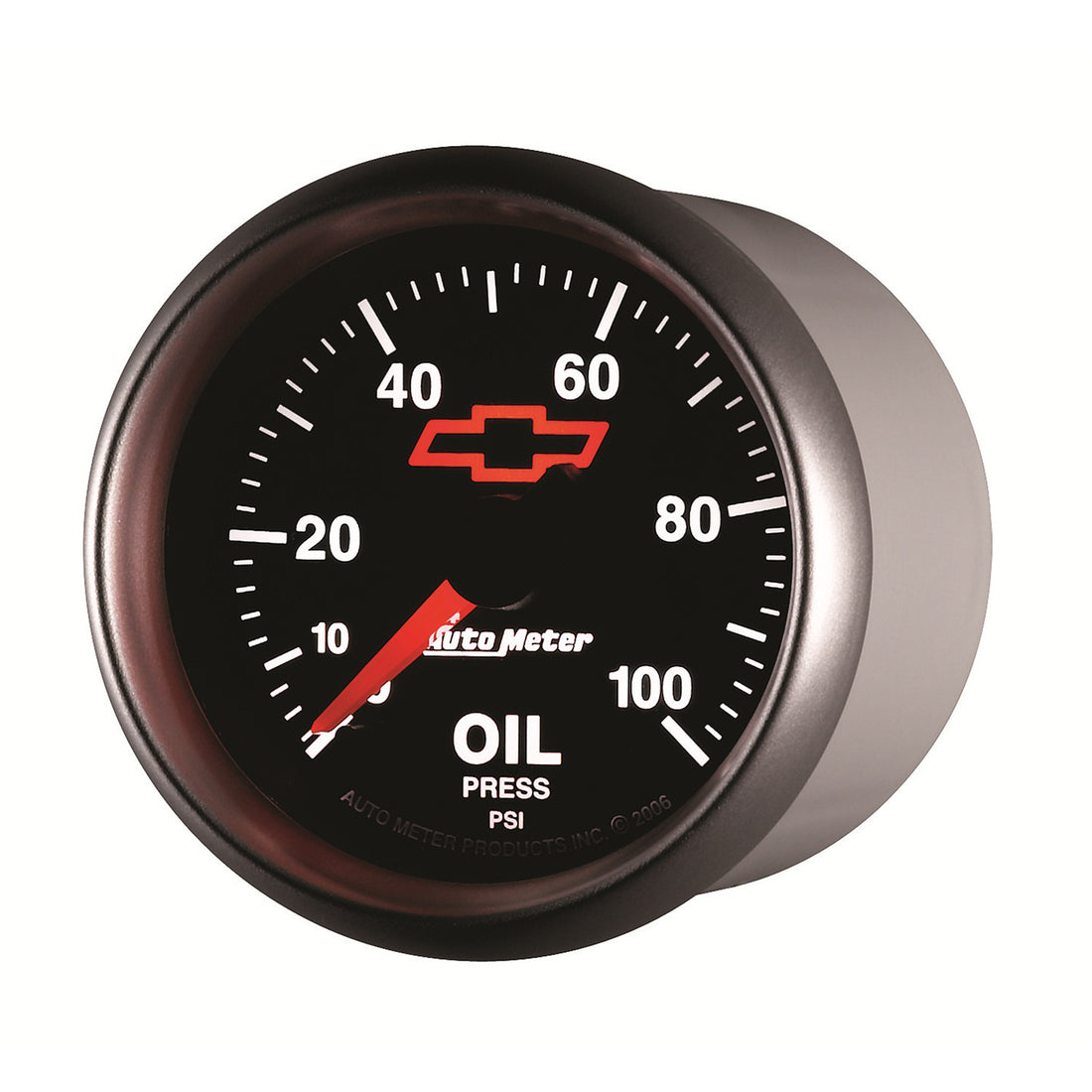 AutoMeter 3653-00406 - GAGE, OIL PRSSURE, 2 1/16", 100PSI, DIGTL STPPR MTR, CHEVY RED BOWTIE, BLACK 5