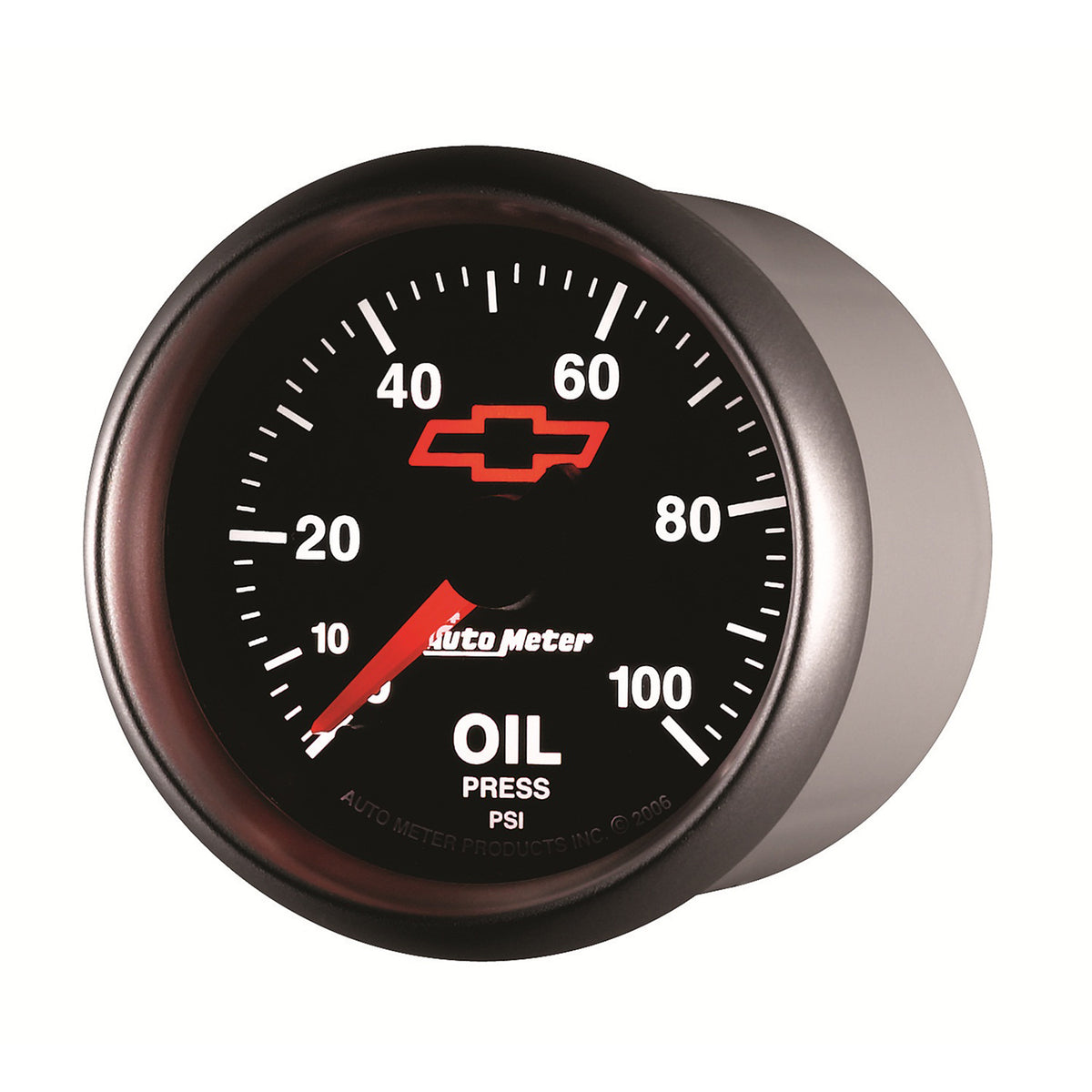 AutoMeter 3653-00406 - GAGE, OIL PRSSURE, 2 1/16", 100PSI, DIGTL STPPR MTR, CHEVY RED BOWTIE, BLACK 5